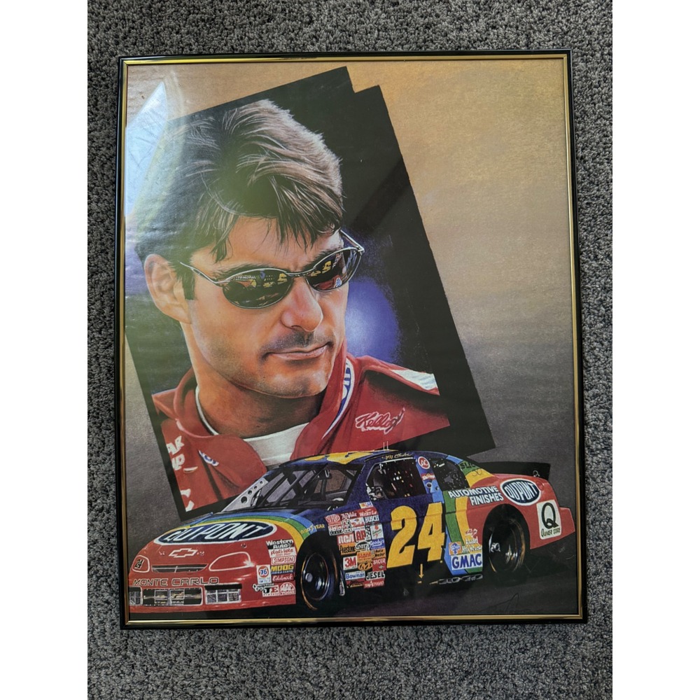 Vintage Jeff Gordon NASCAR 24 DuPont Chevrolet Framed Poster Art 20x16‎ Racing